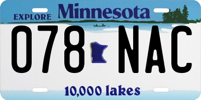 MN license plate 078NAC