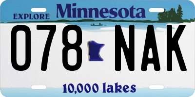 MN license plate 078NAK