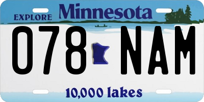 MN license plate 078NAM