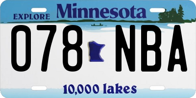 MN license plate 078NBA