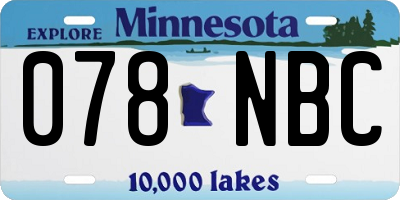 MN license plate 078NBC