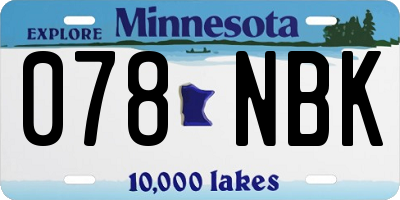 MN license plate 078NBK