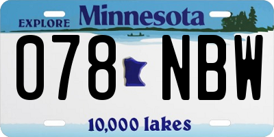MN license plate 078NBW