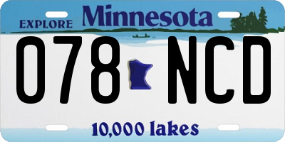 MN license plate 078NCD
