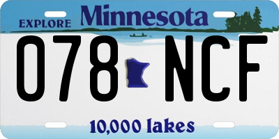 MN license plate 078NCF