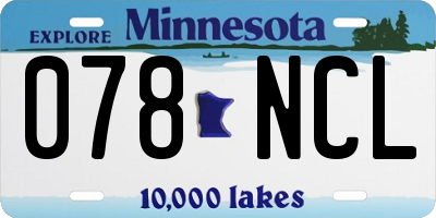 MN license plate 078NCL