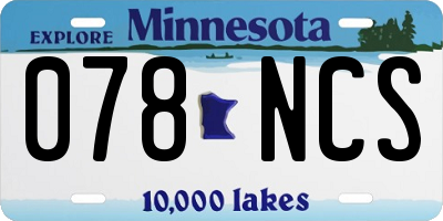 MN license plate 078NCS
