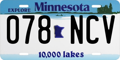 MN license plate 078NCV