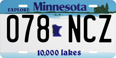 MN license plate 078NCZ