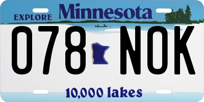 MN license plate 078NOK