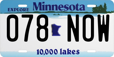 MN license plate 078NOW