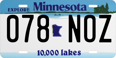 MN license plate 078NOZ