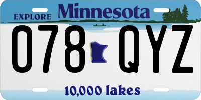 MN license plate 078QYZ
