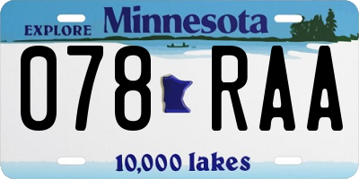 MN license plate 078RAA