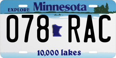 MN license plate 078RAC