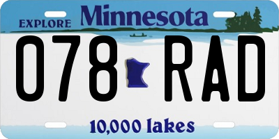 MN license plate 078RAD