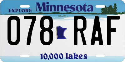 MN license plate 078RAF