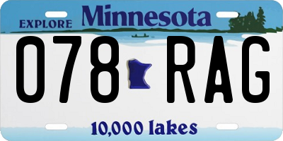 MN license plate 078RAG