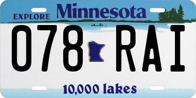 MN license plate 078RAI