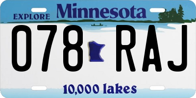 MN license plate 078RAJ