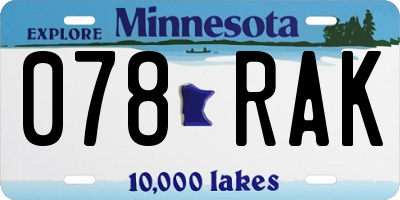 MN license plate 078RAK