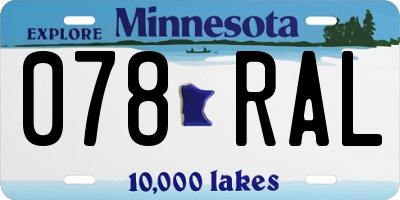 MN license plate 078RAL