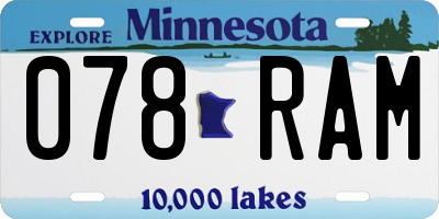 MN license plate 078RAM