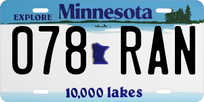 MN license plate 078RAN