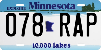 MN license plate 078RAP