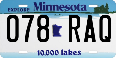 MN license plate 078RAQ
