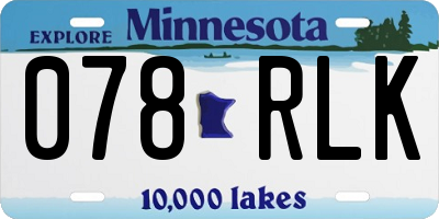MN license plate 078RLK