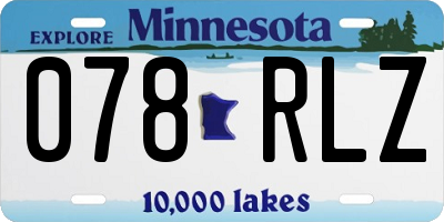 MN license plate 078RLZ