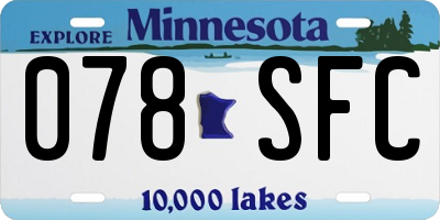 MN license plate 078SFC