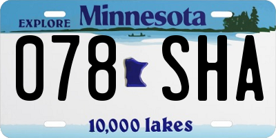 MN license plate 078SHA