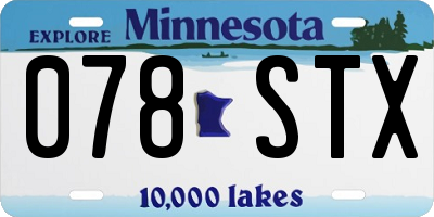 MN license plate 078STX