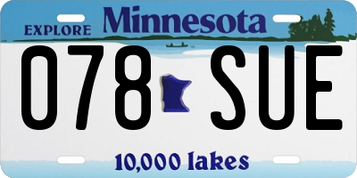 MN license plate 078SUE