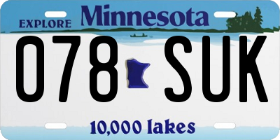 MN license plate 078SUK
