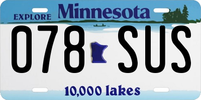 MN license plate 078SUS