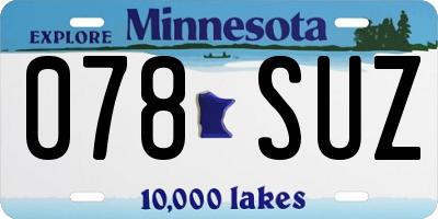MN license plate 078SUZ