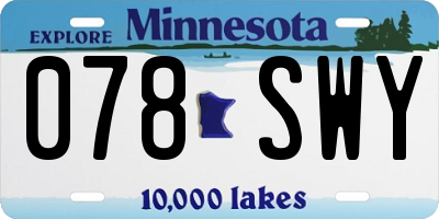 MN license plate 078SWY