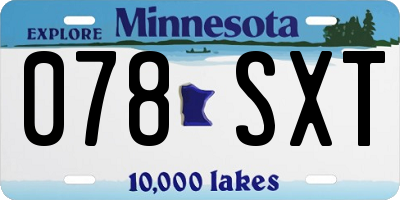 MN license plate 078SXT