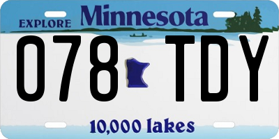 MN license plate 078TDY