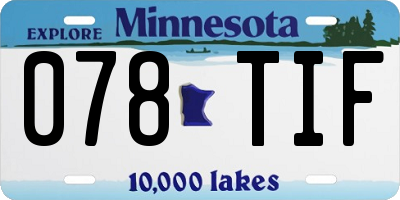 MN license plate 078TIF