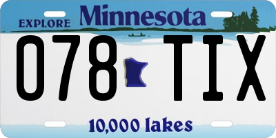 MN license plate 078TIX
