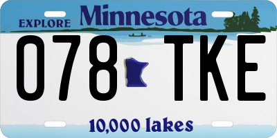 MN license plate 078TKE