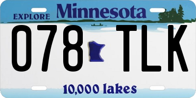 MN license plate 078TLK