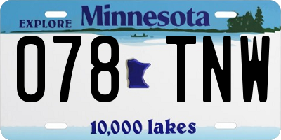MN license plate 078TNW