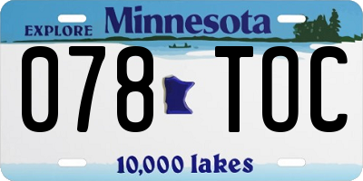 MN license plate 078TOC