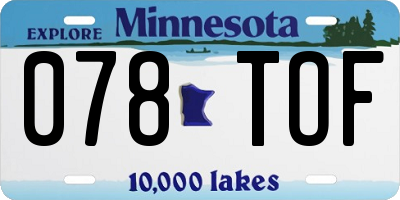 MN license plate 078TOF