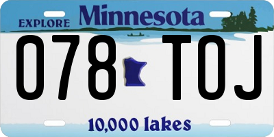MN license plate 078TOJ